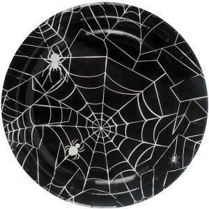 Talerzyki Jednorazowe Halloween Pajęczyna na Urodziny śr. 23cm 12szt 1