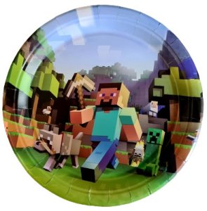 Talerzyki Papierowe Jednorazowe URODZINY - MINECRAFT - śr. 23cm - 10 szt 2