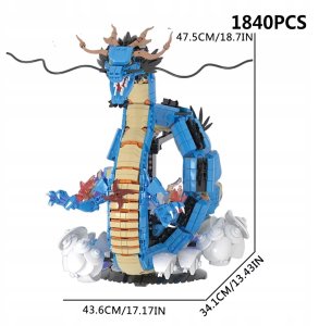 Klocki Konstrukcyjne SMOK Dragon Niebieski 1840 elementów 2
