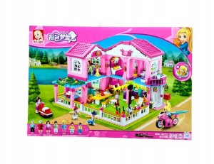 Klocki konstrukcyjne Luksusowa Willa Duży Piętrowy Dom Sluban 896 elementów 5