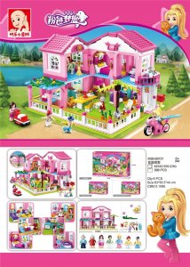 Klocki konstrukcyjne Luksusowa Willa Duży Piętrowy Dom Sluban 896 elementów 6