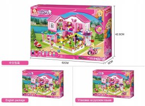 Klocki konstrukcyjne Luksusowa Willa Duży Piętrowy Dom Sluban 896 elementów 7