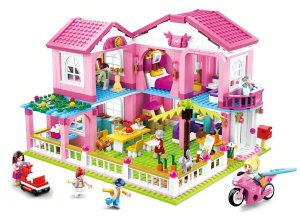 Klocki konstrukcyjne Luksusowa Willa Duży Piętrowy Dom Sluban 896 elementów 10