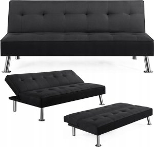Sofa rozkładana z funkcją spania KANAPA z uchwytem na kubek Black 1