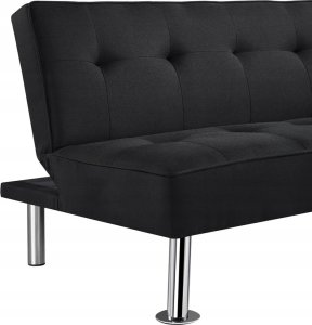 Sofa rozkładana z funkcją spania KANAPA z uchwytem na kubek Black 4
