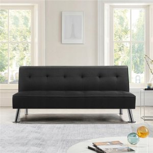 Sofa rozkładana z funkcją spania KANAPA z uchwytem na kubek Black 9