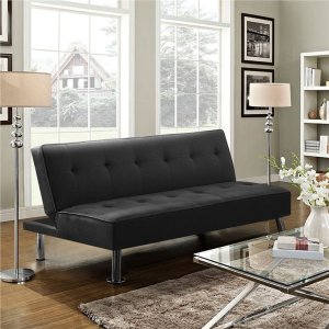 Sofa rozkładana z funkcją spania KANAPA z uchwytem na kubek Black 10