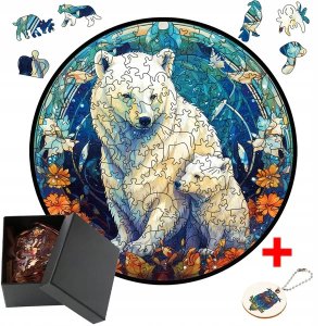 Drewniane puzzle / Wooden Puzzle / Niedźwiedź / Duży Format A3 / 180 el 2