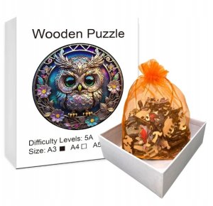 Puzzle Drewniane Wooden A3 dla dzieci i dorosłych 180 el. Sowa 1