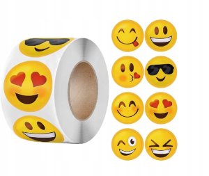 Naklejki Emotikony Emoji Kolorowe Emocje Etykieta Dekoracyjna 500 szt. 1