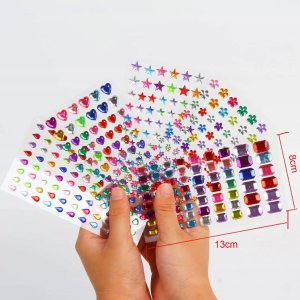 Diamenciki diamenty naklejki na twarz kryształki 3D okrągłe różne wielkości 6