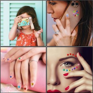 Diamenciki diamenty naklejki na twarz kryształki 3D okrągłe różne wielkości 8