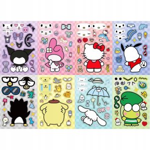 Wyklejanka manualna dla dzieci Hello Kitty Kuromi Naklejka Naklejki 8 szt 1
