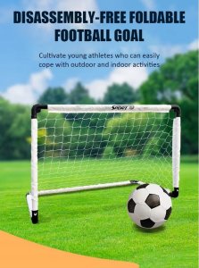 Przenośna składana bramka do piłki nożnej + piłka / sprzęt treningowy 2