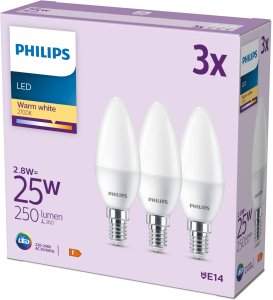 Philips LED classic Lampe 25W E14 Kerze Warmw 250lm matt 3er P 2