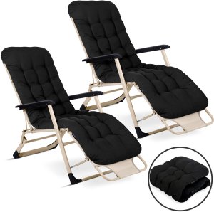 Leżak ogrodowy składany z poduszką Sofotel ChillWell zestaw 2 szt czarny 2