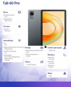 Tablet Tab 60 Pro LTE 11 cali 8/128GB Szary 8