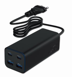 Ładowarka uniwersalna 100W GaN 2xUSB-A 2xUSB-C szybkie ładowanie czarna 2