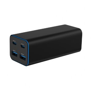 Ładowarka uniwersalna 100W GaN 2xUSB-A 2xUSB-C szybkie ładowanie czarna 3