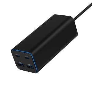 Ładowarka uniwersalna 100W GaN 2xUSB-A 2xUSB-C szybkie ładowanie czarna 5