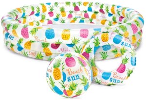 Zestaw 3w1 basen dmuchany, piłka i kółko 132x28 cm INTEX 59469 ananasy 1