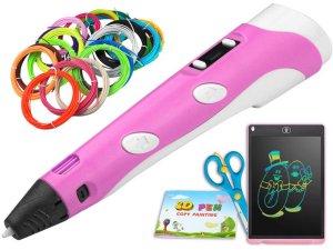 Długopis 3D PEN Magiczny Drukarka 3D różowy, wkład 110M, kolorowanka ze wzorami + tablet graficzny 1