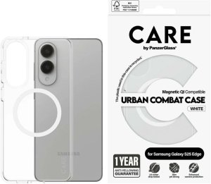 Etui CARE by PanzerGlass Flagship Urban  Combat White QI do Samsung Galaxy S25 Edge przezroczysty 1