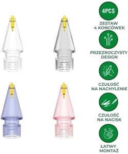Końcówki do rysika 4smarts Lucid do      Apple Pencil 1. gen./2. gen./USB-C/Pro 4szt wielokolorowe 8