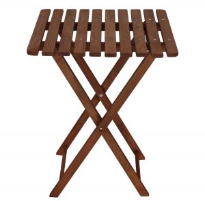 Meble ogrodowe składane drewniane na balkon stół i dwa krzesła impregnowane ciemnobrązowe UNIWERSALNY 19