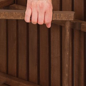 Meble ogrodowe składane drewniane na balkon stół i dwa krzesła impregnowane ciemnobrązowe UNIWERSALNY 2