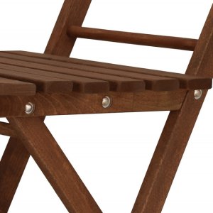 Meble ogrodowe składane drewniane na balkon stół i dwa krzesła impregnowane ciemnobrązowe UNIWERSALNY 7