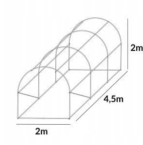 Stelaż do tunelu szklarniowego 2x4,5m rurki 25mm 9m2 9