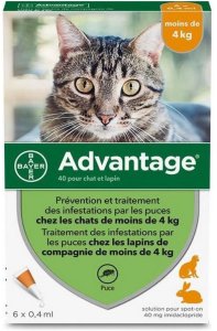Przeciwpasożytnicze Advantage Kot Królik 1-4 Kg 0,4 ml 6 Sztuk 1