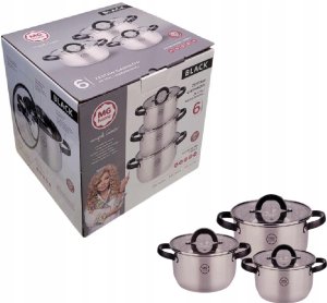 ZESTAW GARNKÓW BLACK INOX 6 ELEMENTÓW 1