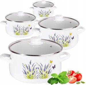 ZESTAW KOMPLET GARNKÓW EMALIOWANYCH 8CZ KO-5005  18CM, 20CM, 22CM, 24CM 1