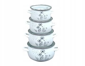 ZESTAW KOMPLET GARNKÓW EMALIOWANYCH 8CZ KO-9324  18CM, 20CM, 22CM, 24CM 3