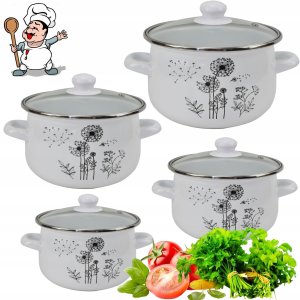 ZESTAW KOMPLET GARNKÓW EMALIOWANYCH 8CZ KO-9324  18CM, 20CM, 22CM, 24CM 6
