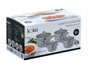 ZESTAW KOMPLET GARNKÓW EMALIOWANYCH 8CZ KO-9324  18CM, 20CM, 22CM, 24CM 7
