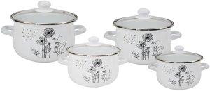 ZESTAW KOMPLET GARNKÓW EMALIOWANYCH 8CZ KO-9324  18CM, 20CM, 22CM, 24CM 9