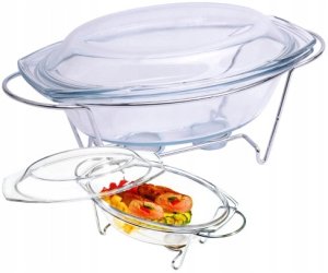 NACZYNIE ŻAROODPORNE OWALNE 2,9L Z PODGRZEWACZEM METALOWYM OWIJKA 5