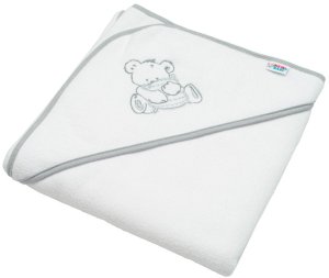 NEW BABY RĘCZNIK KĄPIELOWY FROTE MIŚ 80x80 BIAŁO SZARY 8596164055991 1