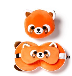 Relaxeazzz Panda pomarańczowa Pluszowy Zestaw: Podszuka + Opaska Na Oczy 1