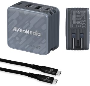 Ładowarka AVerMedia Ladedock, Core GO (GC313) Black, 100W GaN, HDMI 8