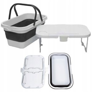 PLATINET CAMPING PICNIC BASKET 47X29X23,5 CM, 16L, FOLDING, WITH 2 IN 1 LID / TABLE WHITE-GREY [45904] 3