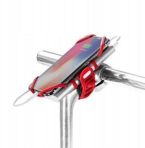 Uchwyt rowerowy na telefon i powerbank Bone Bike Tie 3 Pro Pack, na rower, regulowany rozmiar, czerwony, 4-6.5", silikon, na kiero 1