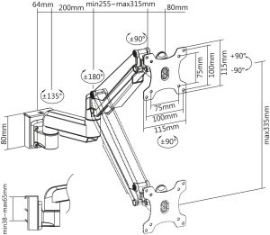 InLine® Slatwall Lifter Monitorhalterung, silber 7
