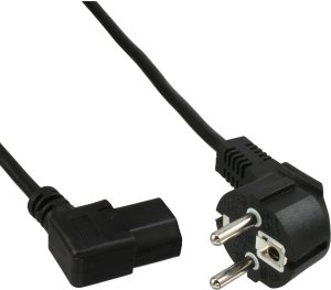 35er Bulk-Pack InLine® Netzkabel, Schutzk. gew.  C13 links abgew. schwarz 1,8m 1