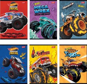 Zeszyt A5 16k linia podwójna dwukolorowa laminowany Hot Wheels p15, mix cena za 1 szt 1