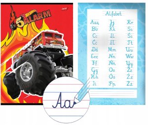 Zeszyt A4 32k linia podwójna dwukolorowa laminowany Hot Wheels p15, mix cena za 1 szt 1