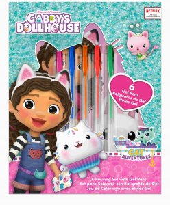 Zestaw piśmienniczy 6 żelowych długopisów z notatnikiem Koci Domek Gabi. Gabby's Dollhouse GD00064 Kids Euroswan 4
